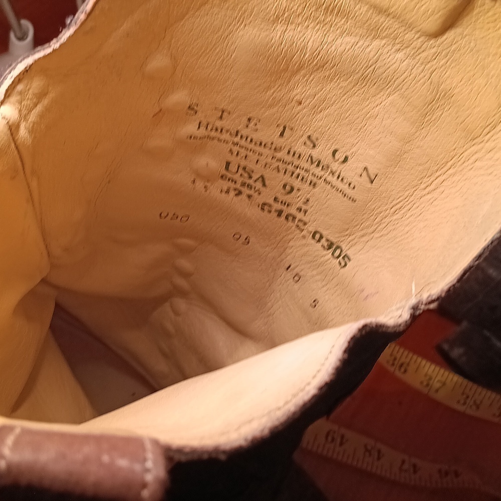 Stetson Dark Brown Western Boots with Tan Cross Size 9.5 - Picture 7 of 11